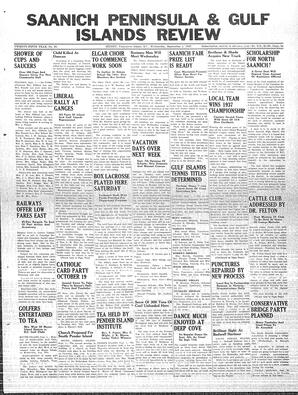 Saanich Peninsula And Gulf Islands Review Wed, September 1, 1937 (Page 1)