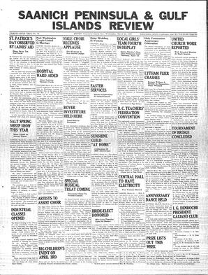 Saanich Peninsula And Gulf Islands Review Wed, March 24, 1937 (Page 1)