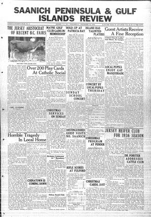 Saanich Peninsula And Gulf Islands Review Wed, December 18, 1935 (Page 1)
