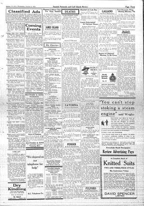 Saanich Peninsula And Gulf Islands Review Wed, October 2, 1935 (Page 3)