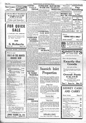Saanich Peninsula And Gulf Islands Review Wed, May 8, 1935 (Page 4)