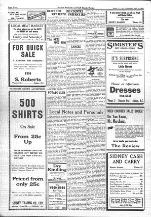 Saanich Peninsula And Gulf Islands Review Wed, April 24, 1935 (Page 4)