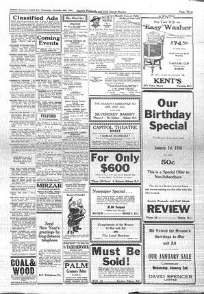 Saanich Peninsula And Gulf Islands Review Wed, December 26, 1934 (Page 3)