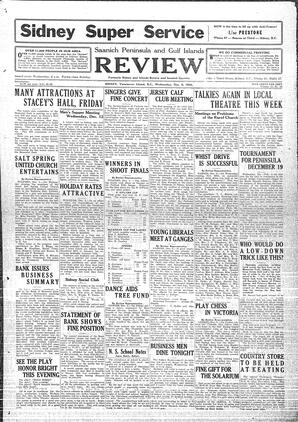 Saanich Peninsula And Gulf Islands Review Wed, December 5, 1934 (Page 1)