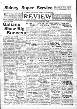 Saanich Peninsula And Gulf Islands Review Wed, August 15, 1934 (Page 1)
