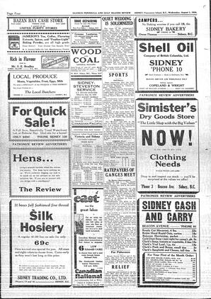 Saanich Peninsula And Gulf Islands Review Wed, August 1, 1934 (Page 4)
