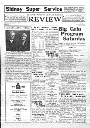 Saanich Peninsula And Gulf Islands Review Wed, August 1, 1934 (Page 1)