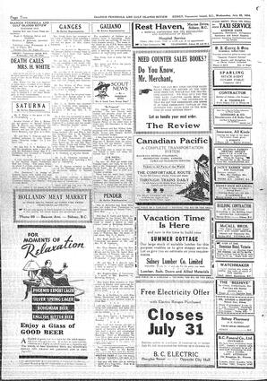 Saanich Peninsula And Gulf Islands Review Wed, July 25, 1934 (Page 2)