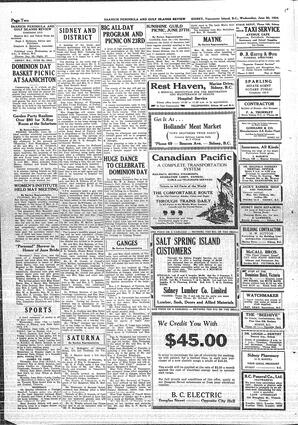 Saanich Peninsula And Gulf Islands Review Wed, June 20, 1934 (Page 2)