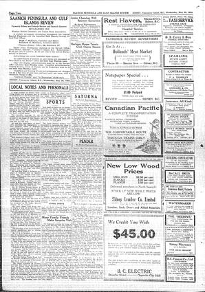 Saanich Peninsula And Gulf Islands Review Wed, May 30, 1934 (Page 2)