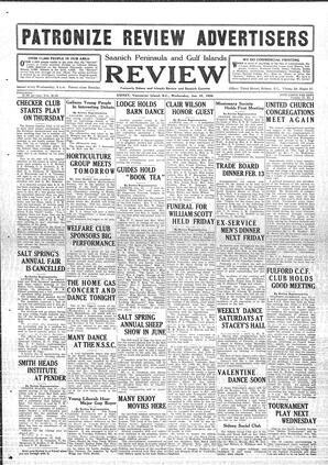 Saanich Peninsula And Gulf Islands Review Wed, January 31, 1934 (Page 1)