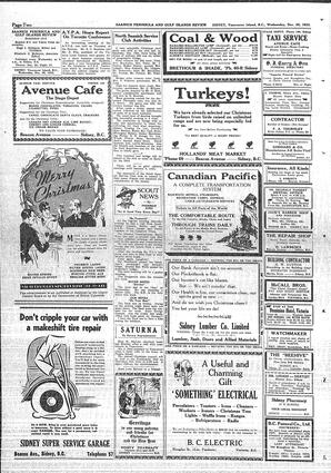 Saanich Peninsula And Gulf Islands Review Wed, December 20, 1933 (Page 2)
