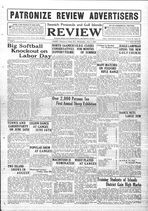 Saanich Peninsula And Gulf Islands Review Wed, June 7, 1933 (Page 1)