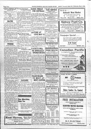 Saanich Peninsula And Gulf Islands Review Wed, May 3, 1933 (Page 2)