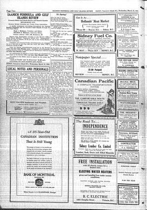 Saanich Peninsula And Gulf Islands Review Wed, March 15, 1933 (Page 2)