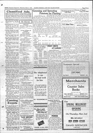 Saanich Peninsula And Gulf Islands Review Wed, March 1, 1933 (Page 3)