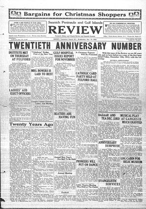 Saanich Peninsula And Gulf Islands Review Wed, December 14, 1932 (Page 1)
