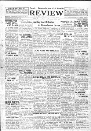 Saanich Peninsula And Gulf Islands Review Wed, November 9, 1932 (Page 1)