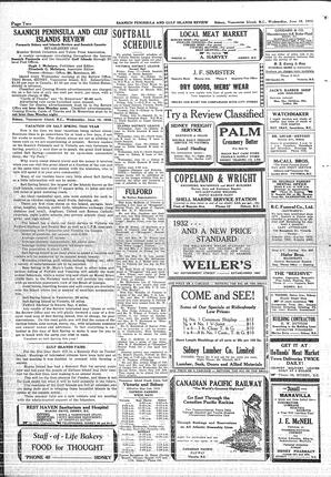 Saanich Peninsula And Gulf Islands Review Wed, June 15, 1932 (Page 2)