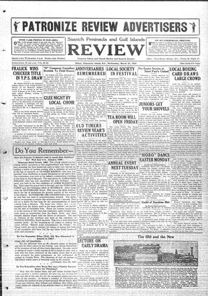 Saanich Peninsula And Gulf Islands Review Wed, March 23, 1932 (Page 1)