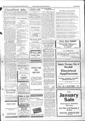 Saanich Peninsula And Gulf Islands Review Wed, December 30, 1931 (Page 3)