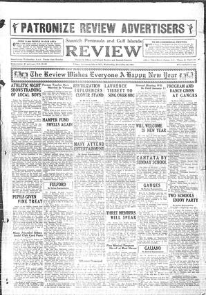 Saanich Peninsula And Gulf Islands Review Wed, December 30, 1931 (Page 1)