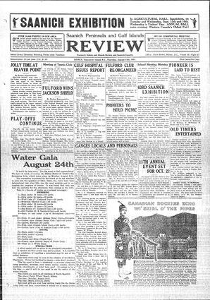 Saanich Peninsula And Gulf Islands Review Thu, August 13, 1931 (Page 1)