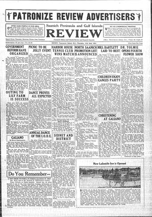 Saanich Peninsula And Gulf Islands Review Thu, July 2, 1931 (Page 1)