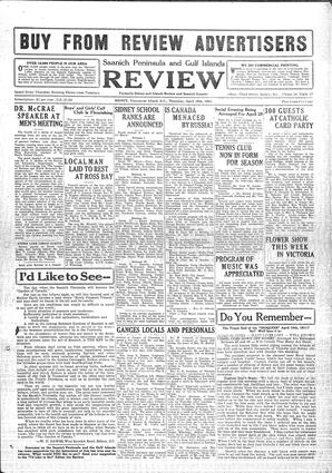 Saanich Peninsula And Gulf Islands Review Thu, April 16, 1931 (Page 1)
