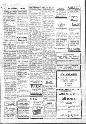 Saanich Peninsula And Gulf Islands Review Thu, April 9, 1931 (Page 3)