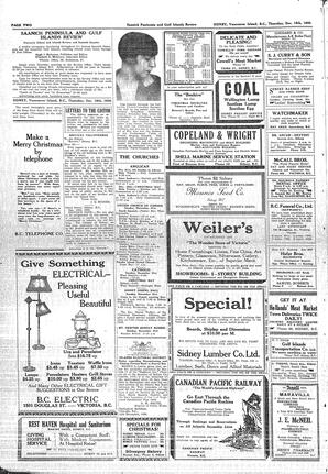 Saanich Peninsula And Gulf Islands Review Thu, December 18, 1930 (Page 2)
