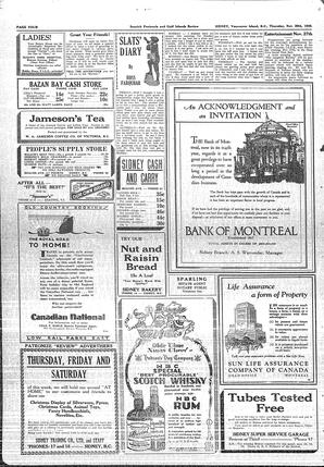 Saanich Peninsula And Gulf Islands Review Thu, November 20, 1930 (Page 4)