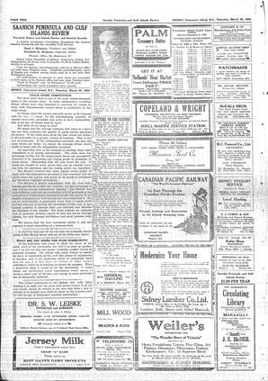 Saanich Peninsula And Gulf Islands Review Thu, March 20, 1930 (Page 2)