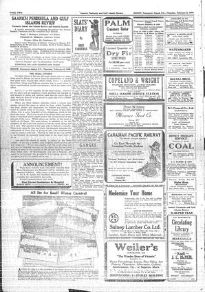 Saanich Peninsula And Gulf Islands Review Thu, February 6, 1930 (Page 2)