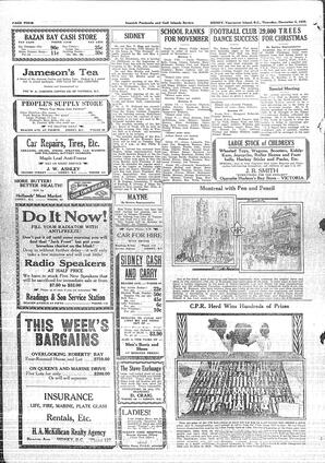 Saanich Peninsula And Gulf Islands Review Thu, December 5, 1929 (Page 4)