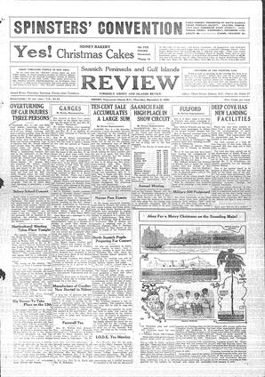 Saanich Peninsula And Gulf Islands Review Thu, December 5, 1929 (Page 1)