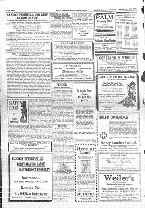 Saanich Peninsula And Gulf Islands Review Thu, November 28, 1929 (Page 2)