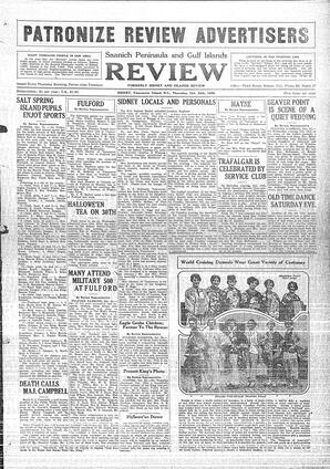Saanich Peninsula And Gulf Islands Review Thu, October 24, 1929 (Page 1)