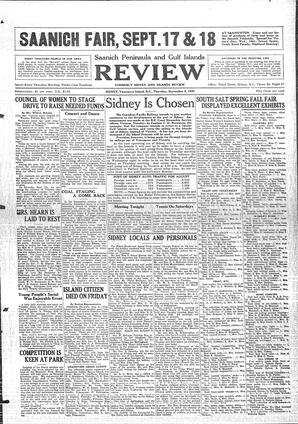 Saanich Peninsula And Gulf Islands Review Thu, September 5, 1929 (Page 1)