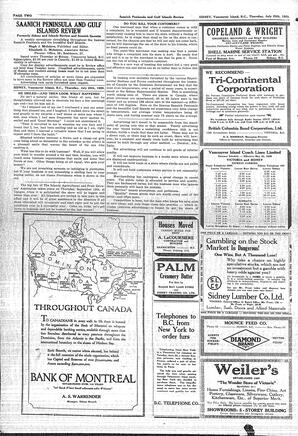 Saanich Peninsula And Gulf Islands Review Thu, July 25, 1929 (Page 2)