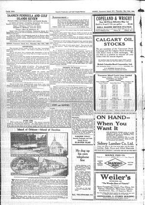 Saanich Peninsula And Gulf Islands Review Thu, May 30, 1929 (Page 2)