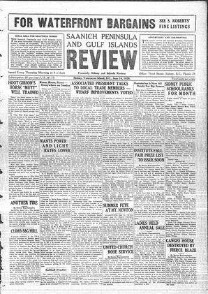 Saanich Peninsula And Gulf Islands Review Thu, June 14, 1928 (Page 1)
