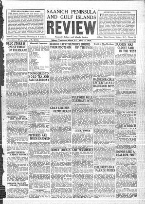 Saanich Peninsula And Gulf Islands Review Thu, May 17, 1928 (Page 1)