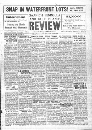 Saanich Peninsula And Gulf Islands Review Thu, March 22, 1928 (Page 1)
