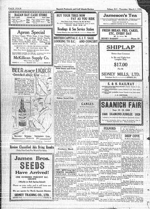 Saanich Peninsula And Gulf Islands Review Thu, March 1, 1928 (Page 4)