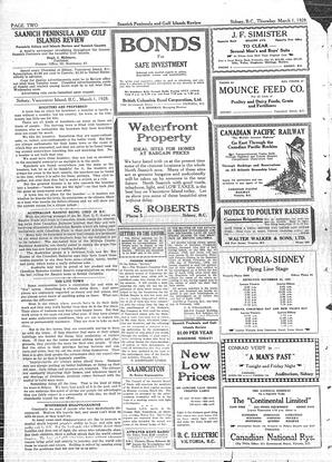 Saanich Peninsula And Gulf Islands Review Thu, March 1, 1928 (Page 2)