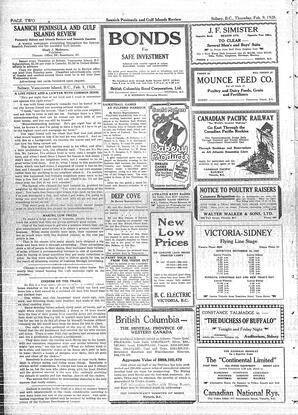 Saanich Peninsula And Gulf Islands Review Thu, February 9, 1928 (Page 2)