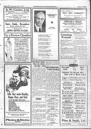 Saanich Peninsula And Gulf Islands Review Thu, December 8, 1927 (Page 3)
