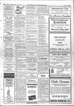 Saanich Peninsula And Gulf Islands Review Thu, October 27, 1927 (Page 3)
