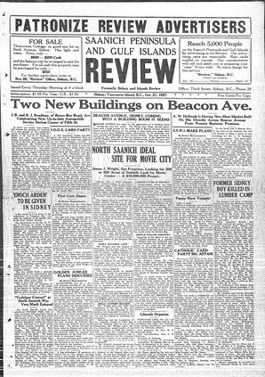 Saanich Peninsula And Gulf Islands Review Thu, October 27, 1927 (Page 1)
